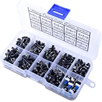Los mejores  - 180Pcs Táctil Empujar Interruptor de Botón Micro MomentáneoTact Assortment Kit-4 Pin -10 valor LP12
